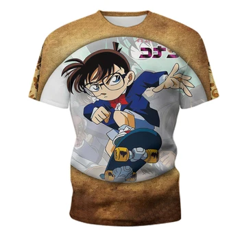 2021 Poletje Nova moška T-shirt 3D, Anime Detective Conan Graphic T-shirt Tiskanje Mladine Športna Moda Krog Vratu Ulica Kratek Rokav