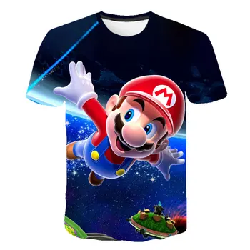 2021 Poletje Fantje In Dekleta Tshirt Novi Japonski Igra Mario 3D Natisnjeni T-shirt Premešan Material Otrok Dihanje Oblačila 4T-14T