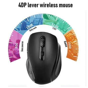 2,4 GHz Wireless Mouse 6 Gumbe 1600DPI Nastavljiv DPI (Optična Gaming Miška Igralec Ergonomska Miši z USB Sprejemnik za Prenosni RAČUNALNIK
