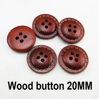 50PCS 20 MM, 2-luknje LESA carvinga leseni gumbi 4 luknjo plašč, copati za šivanje obleke, pribor krog gumb MCB-040