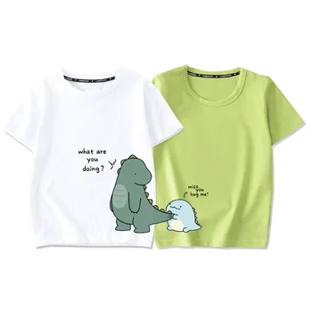Starš-otrok poletje T-shirt z nekaj dinozaver tiskanja ujemanje družino obleke mama in hči ujemanje oblačila Par obleko