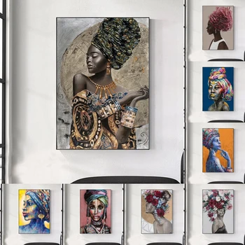 Afriško Črno Žensko Grafiti Umetnost Plakatov in Fotografij Povzetek Afriške Dekle Platna Slike na Steni Umetniške Slike Stenski Dekor