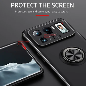 KEYSION Shockproof Primeru Telefon za Xiaomi Mi 11 Ultra 5G Mi 11 Pro Silikonski Kovinski Obroč Stojalo Telefon hrbtni pokrovček za Moj 11 Lite 11i