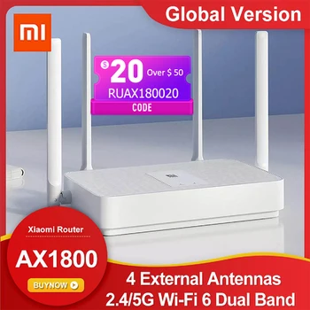 Globalna Različica Xiaomi Mi Usmerjevalnik AX1800 Wi-Fi 6 Dual Band Brezžični WiFi Router, 5-Core Čip 4 Zunanje Antene za Signal Booster