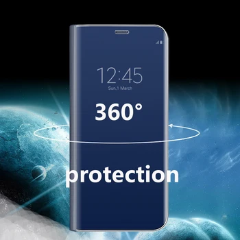 Ogledalo Flip Primeru Telefon Za Samsung Galaxy S10 5G S10E S9 S10 S8 S7 S6 Rob, Plus, Lite Opomba 9 8 5 4 3 Primeru Jasen Pogled Pokrov
