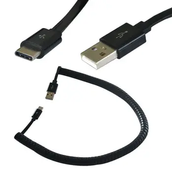 3 Metrov USB Tip C Kabel Kolobarjih Pomlad Spirala Tip-C Moški na USB 2.0 A Moški Razširitev