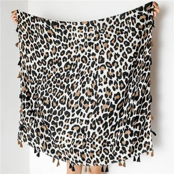 16 Modni Oblikovalec Seksi Leopard Pika Tassel Viskoze Šal Šal Lady Visoko Kakovost Tiskanja Mehko Pashmina Ukradel Bufandas Muslimanskih Kape