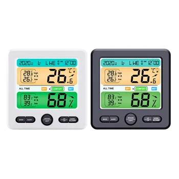 Elektronski Digitalni Temperatura Vlažnost Meter LCD Visoke ločljivosti Zaslona Termometer, Higrometer Notranja Zunanja Budilka