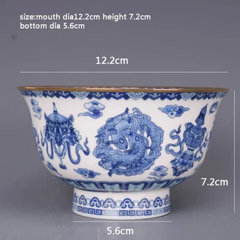 Dinastija Qing Qianlong modro in belo zlato skledo mejo osmih zakladov vzorec skledo starinsko obrti iz porcelana gospodinjski predmeti