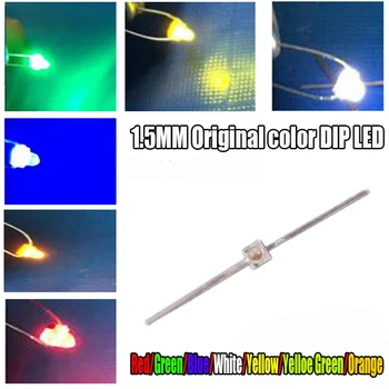 1000PCS 1,5 mm LED diode Svetlobe Bela Rumena Rdeča Zelena Oranžna Modra Prvotno barvo DIP LED