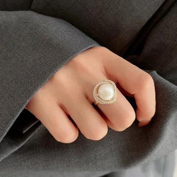 Luksuzni Design WhirlPool Pearl Ptičje Gnezdo Zlata prstana Za Žensko korejski Modni Nakit Gothic Pribor Dekle je Nenavadno Obroč iz