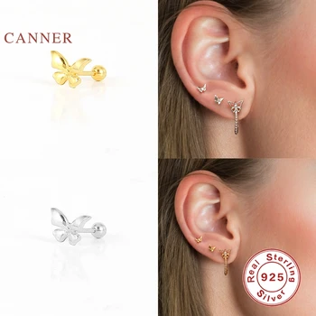 CANNER 1Pcs 925 Sterling Srebrni Uhani Za Ženske Roza Kristalno Stud Uhani ewelry Ear Piercing Mama Darilo 2021 Trend