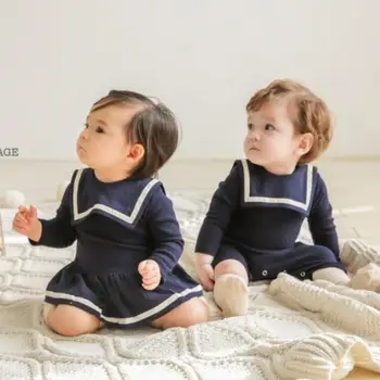 Novorojenček Dojenček Oblačila Korejski Otroci Oblačila Španski Baby Fantje, Igralne Obleke Malčka Dekle Obleko Set Brat, Sestra Obleko L939
