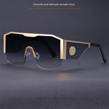 2021 Novo Rimless Moških Sunglases Moda Prevelik Sončna Očala Ženske Letnik Plima Velik Okvir Očal Modi Oculos De Sol Masculino