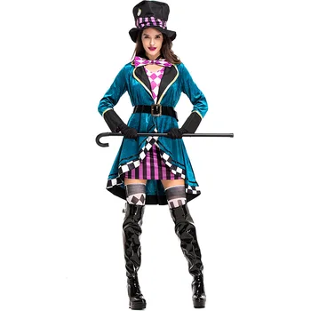 Deluxe Odrasle Ženske Alice Mad Kostum Klobučar v Čudežni deželi Cosplay Pravljice Fancy Oblačenja