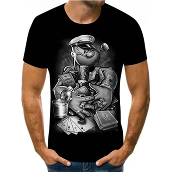 Novo Popeye serije T-shirt 3D tiskanje roman in modi hip-hop kratka sleeved priložnostne poletje dečke vrhovi