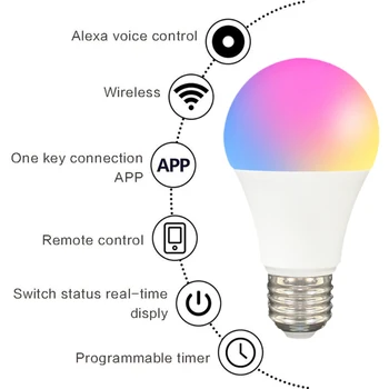 Tuya Zigbee 3.0 LED E27 LED Žarnica AC100-240V 9W Lampada LED Žarometi, namizne Svetilke Sijalke Svetloba Z Alexa googlova Domača stran Dropshipping