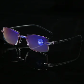 Moški Ženske Rimless Obravnavi Očala Proti Modra Svetloba Presbyopic Očala Dioptrije 0 +1.0 +4.0 Brez Okvirjev Presbyopic Očala