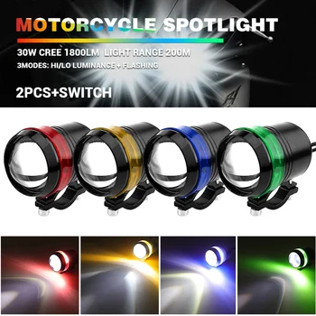 Bliskavica U3 LED Moto Motocikel Smerniki Spot Luči 30W Angel Eye LED Smerniki Hi/Lo Žarek 6500K Spot Žarek Svetilka za Meglo Vožnje