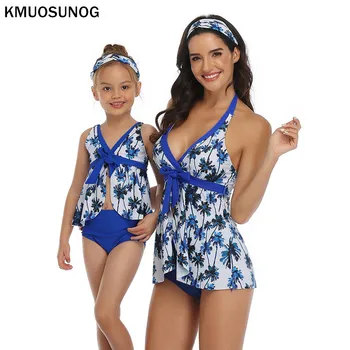 2020 Nova Mati in hči kopalke Proti-vrat Zajeti Trebuh Bikini Komplet Kopalke Ženske, Dekleta, Plavanje obleko Družino Kopalke, C0706