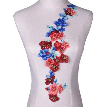 1Pc Vezene Barvit Cvet Čipke Tkanine Appliques Sew Obliž Za Poročno Dekoracijo Obleko DIY