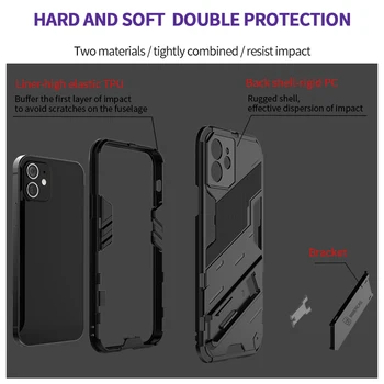 Za Xiaomi Mi 11 Lite 5G Primeru Zajema Shockproof Stojalo, Nosilec Odbijača Silikon TPU Oklep Nazaj Telefon Kritje Za Xiaomi Mi 11 Lite Primeru