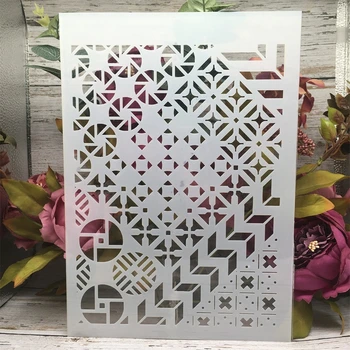 A4 29 cm Geometrijo Nezakonitih Teksturo DIY Layering Matrice Stensko Slikarstvo Album Kolorit Reliefi Album Dekorativni Predlogo