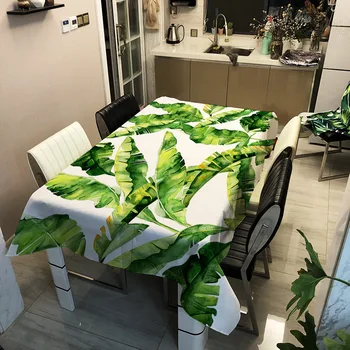 Zelena Trpotec Banana Listov Prtom Nepremočljiva 3D Tiskanje Namizni prt Pravokotne Dinning Tabela Kritje Mantel Mesa