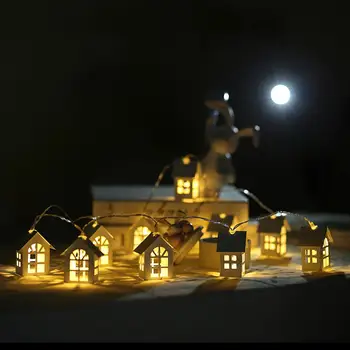 10 Luči, LED Luči Niz Mini Lesa Hiša Božično Drevo Okraski Visi Počitnice Stranka Domov Decors Obrti Božično Drevo Decor