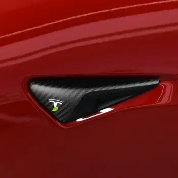 2Pcs Strani Fotoaparata Trim Rainproof samolepilne Ogljikovih Vlaken Črni Strani Kamere Zaščita za Tesla Model 3 X S Avto Nalepke