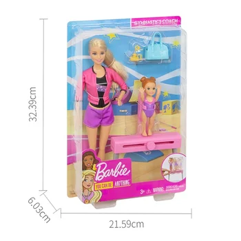 Barbie Lutka v Športni Gimnastiki Trenerje Set Otroške Igrače za Dekleta Princesses Obleko Gor Izobraževalne Igrače in Modno Darilo za Rojstni dan FXP39