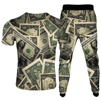 Novi dolar zakona 3D digitalni tisk T-shirt nastavite, moških in žensk priložnostne dva kosa trend