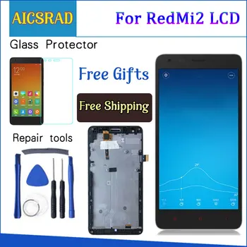 AICSRAD Black LCD+TP+Okvir za Xiaomi Redmi2 Redmi 2 Zaslon LCD+ Touch Screen Računalnike Skupščine+Okvir Za Rdeči Riž 2