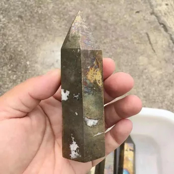 MOKAGY Velike Naravne Rumeni Kristali Kremena Kamen Palico Pyrite Točke Okraski 100MM-110MM 1pc