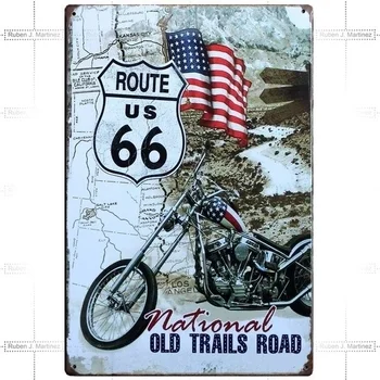 Retro tin slike Vintage Retro Stenski Dekor Tin Znaki,Route 66 Nacionalni Stare Poti Cesti Okrasnih Kovinskih Znak