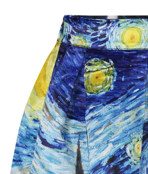 Falda Letnik de cintura alta par mujer, falda de Ropa deR83 Trabajo por debajo de la rodilla con estampado de Van Gogh y nubes