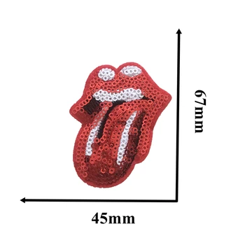 Majhne Rdeče Ustnice Sequined Obliži za Oblačila DIY Šivanje Popravila Sequins Jezika Aplicirano Obliž Dekoracijo 10pcs/veliko