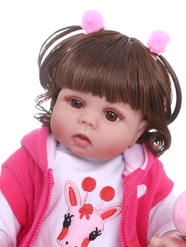 Kodraste lase 49 CM bebe lutka prerojeni malčka lutka dekle v roza obleko za celotno telo, mehki silikonski realne baby Kopel igrača nepremočljiva igrače