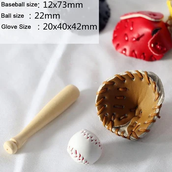 3Pcs/Set 1/12 Lutke Mini Baseball Bat, Rokavice in Žogo Model Igre Okraski Za Lutke Dekoracijo Nova