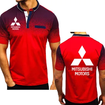 Nova moška T-shirt Mitsubishi Avto Logotip Tiskanja Poletje Priložnostne Gradient Moške Kratke Rokav Visoko Kakovostnega Bombaža moška Polo majica