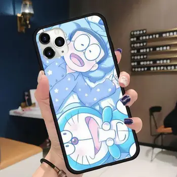 Modra Srčkan Risanka Doraemon Primeru Telefon za iPhone 11 12 pro XS MAX 8 7 6 6S Plus X 5S SE 2020 XR Mehki silikonski funda lupini pokrov
