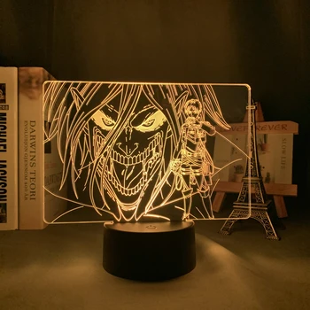 Akril 3d Lučka za Napad na Titan Levi Ackerman za Sobi Doma Dekor Svetlobe Otrok Darilo Napad na Titan LED Nočna Lučka Anime