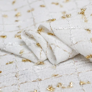 Pearlsilk Francija Tweed Beli Stil Poliester Oblačilo Materialov Pomlad Obleko Obleko DIY oblačila tkanine ping