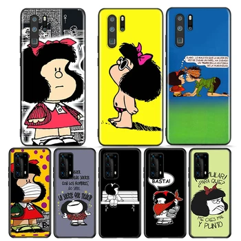 Strip Dekle Mafalda Silikonski Pokrovček Za Huawei P40 P30 P20 P10 P9 P8 Pro Plus, Lite E Mini 2017 2019 Primeru Telefon