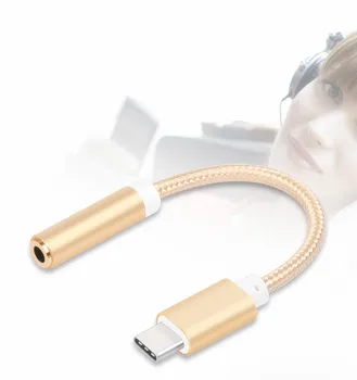 VOXLINK Pleteni Kabel Adapter USB-C Tip C Do 3,5 mm Jack za Slušalke Kabel Audio Aux Kabel Adapter za Xiaomi Pametni Telefon Huawei