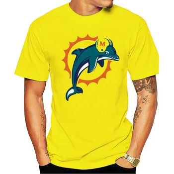 Miami Delfini Logotip 80. Šport Florida Ameriški Nogomet Retro T Shirt 1213 Moški Ženske Risanka Priložnostne Kratek